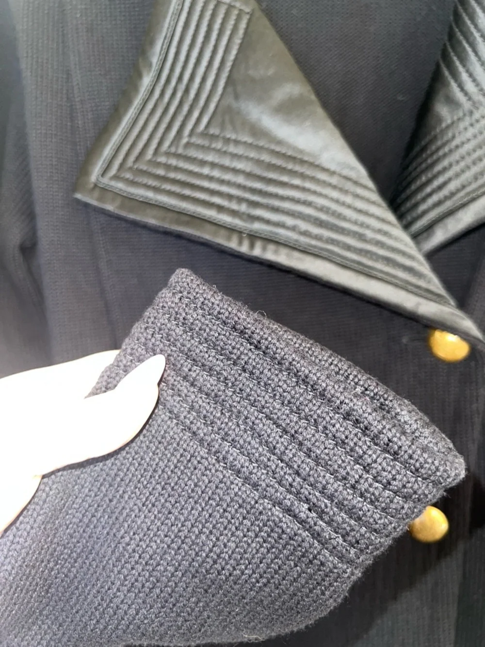 Lauren Ralph Lauren Black Military Knit Jacket Gold Crest Buttons Small - Picture 12 of 15